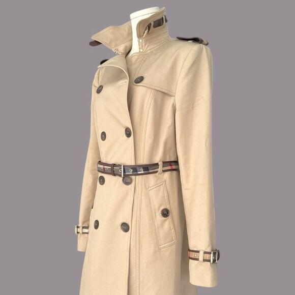 BURBERRY EUC mid-length belted Gabardine trench in Honey Size L - Picture 3 of 11